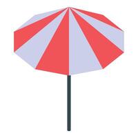 Red and white striped beach umbrella providing shade on sunny day vector