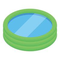Round inflatable paddling pool filled with water for summer fun vector