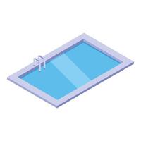 Private rectangular swimming pool with clear blue water inviting a refreshing dip vector