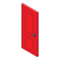 Red closed door represents security and privacy in isometric view vector