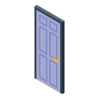 Isometric purple door closing with gold handle vector