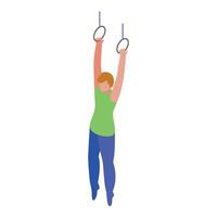 Gymnast performing exercise on gymnastic rings, isometric illustration vector