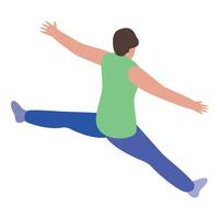 Parkour athlete performing a split jump with open arms vector