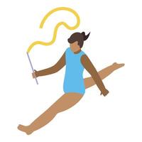 Rhythmic gymnast performing with ribbon, isometric illustration vector