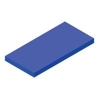 Blue rectangular prism floating in white space, isometric projection vector