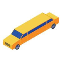 Long orange limousine standing in isometric view vector