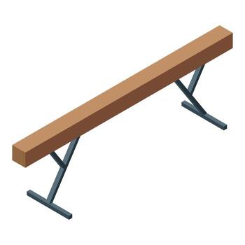 Gymnastic balance beam standing on support structure isometric view vector