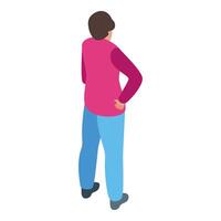 Manager standing with hands on hips looking away isometric icon vector