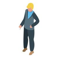 Businessman pointing down with disapproval, showing negative feedback vector