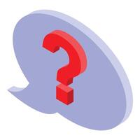 Red question mark inside speech bubble representing frequently asked questions vector