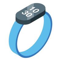 Fitness tracker displaying time and steps on blue band vector