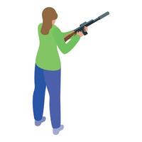 Woman with rifle shooting illustration isolated on white background vector