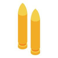Two rifle bullets standing up, isometric view of ammunition vector