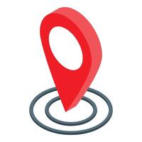 Red location pin pointing place on isometric map vector