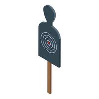 Human shape target with concentric circles representing aiming point vector