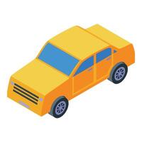 Yellow sedan car parked in isometric view vector