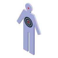 Human target with red dot aiming point and concentric circles representing precision and accuracy vector