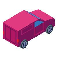 Pink delivery van with open door parked for loading goods vector