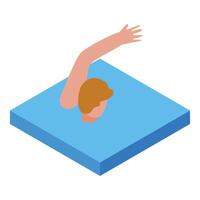 Swimmer performing front crawl in swimming pool isometric illustration vector