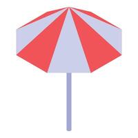 Red and white beach umbrella providing shade on a sunny day vector
