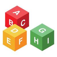 Colorful alphabet cubes representing learning and education vector