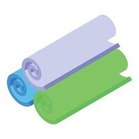 Rolled yoga mats creating colorful fitness composition vector