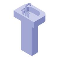 Modern bathroom sink standing on one leg with faucet and handles vector