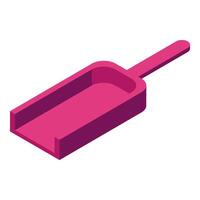 Pink dustpan isometric projection cleaning tool on white background vector