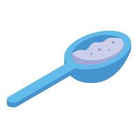 Blue plastic spoon holding washing powder for laundry vector