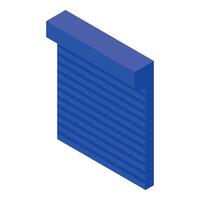 Blue rolling shutter door protecting a shop or garage in isometric view vector