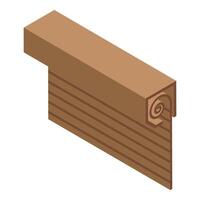 Wooden roller shutter protecting window, isometric view vector