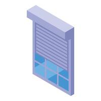 Half opened roller shutter protecting window in isometric view vector