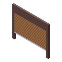 Brown automatic rolling shutter door protecting a modern building vector