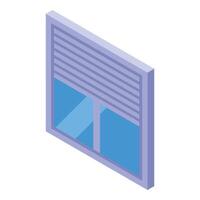 Modern plastic window with jalousie partially covering the glass pane in isometric view vector