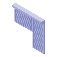Automatic rolling shutter door protecting a corner of a building vector