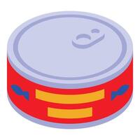 Closed tin can of fish preserves isometric view vector