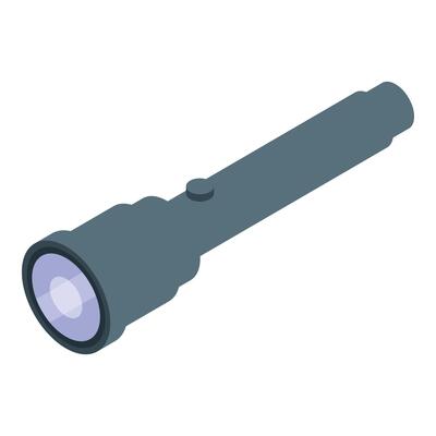 Flashlight emitting light beam in isometric view