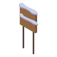 A wooden sign with snow on it vector