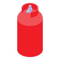 Red gas cylinder with valve in isometric view vector