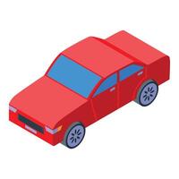 Red sedan car parking in isometric view representing city transportation vector