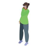 Shy student covering her mouth with hand, feeling ashamed and embarrassed vector