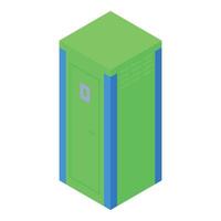 Green portable toilet showing closed door and ventilation grills vector
