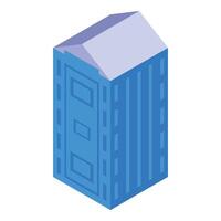 Blue urban building with gable roof in isometric view vector