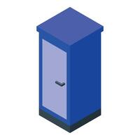 Blue portable toilet showing comfort and hygiene in outdoor events and construction sites vector