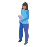 Intern holding documents is looking for supervisor for internship vector