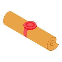 A rolled up piece of paper with a red seal vector