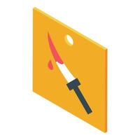 Bloody knife dripping blood on yellow isometric background vector