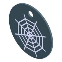 Round keychain showing spider web for halloween decoration vector