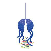 Hanging party favor exploding with colorful confetti vector