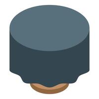 Round table with dark grey tablecloth covering isometric view vector